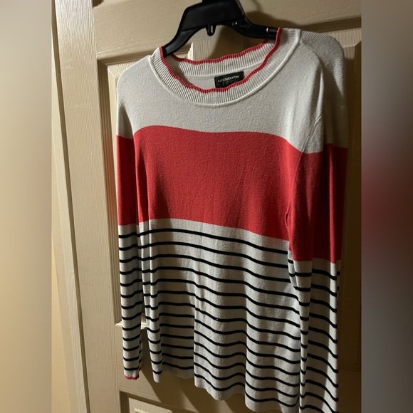 Liz Claiborne Sweaters - Orange and White Striped Sweater